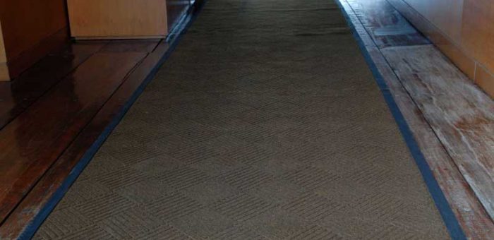entrance mat at hotel corridor